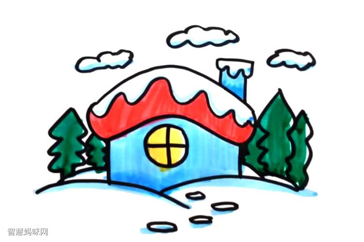 冬季房子简笔画