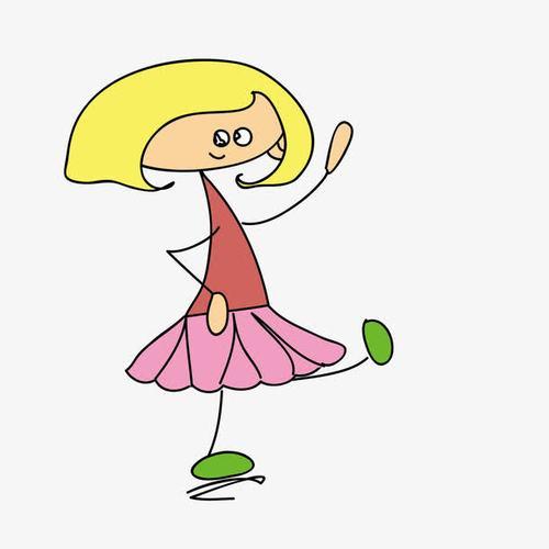 穿裙子的小女孩简笔画彩色图片小女孩跳舞跳舞的小女孩简笔画怎么画