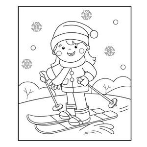 滑雪的小朋友简笔画图片