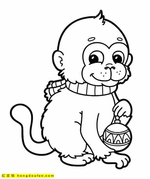 11张爱吃香蕉的可爱小猴子小猩猩卡通动物涂色简笔画
