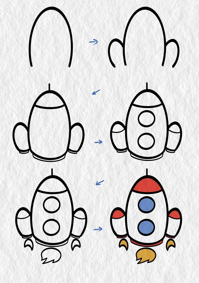 火箭画法简单又漂亮简笔画
