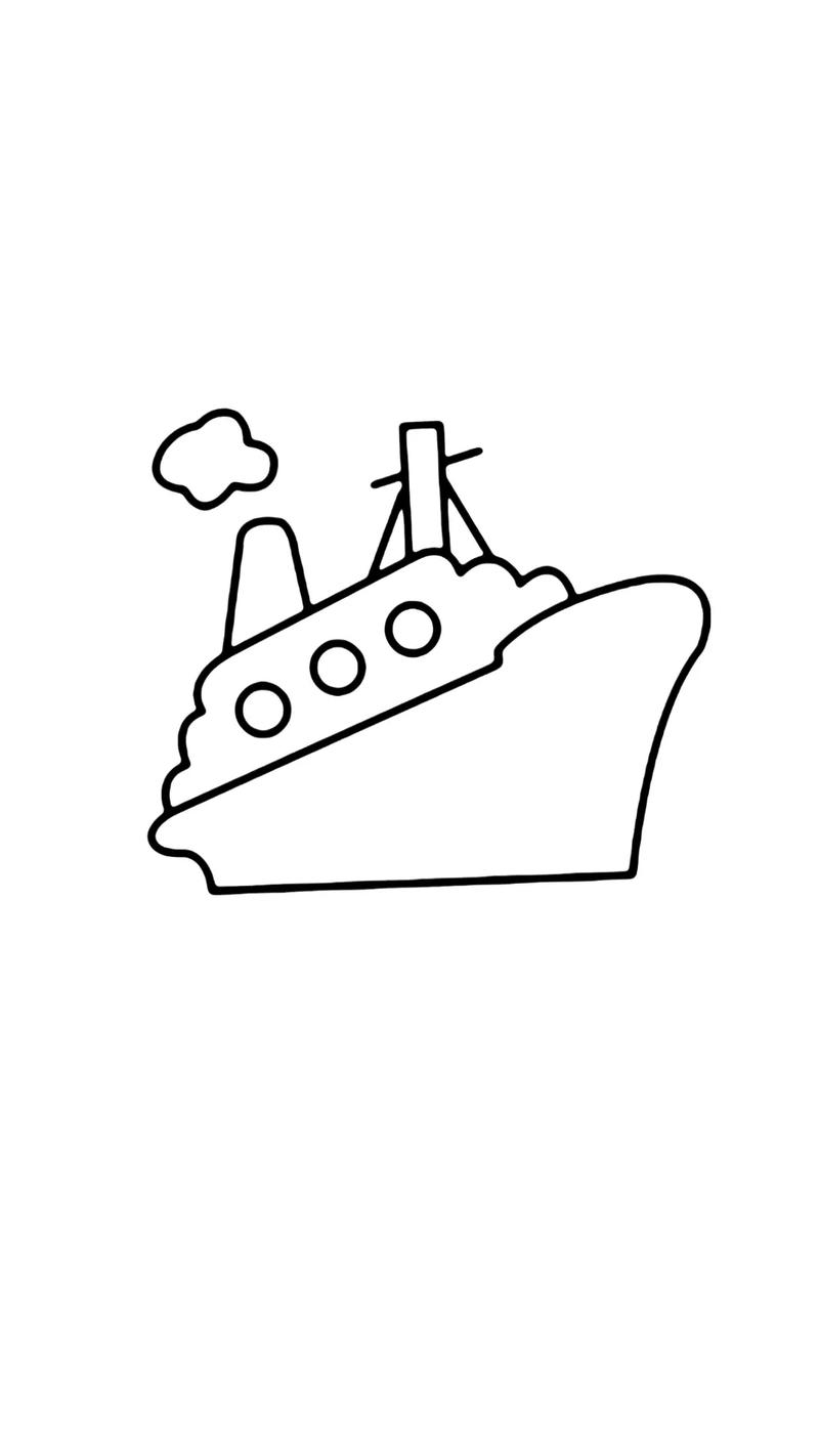 轮船简笔画.#轮船#儿童画#绘画#幼儿画画#简笔画涂色 - 抖音