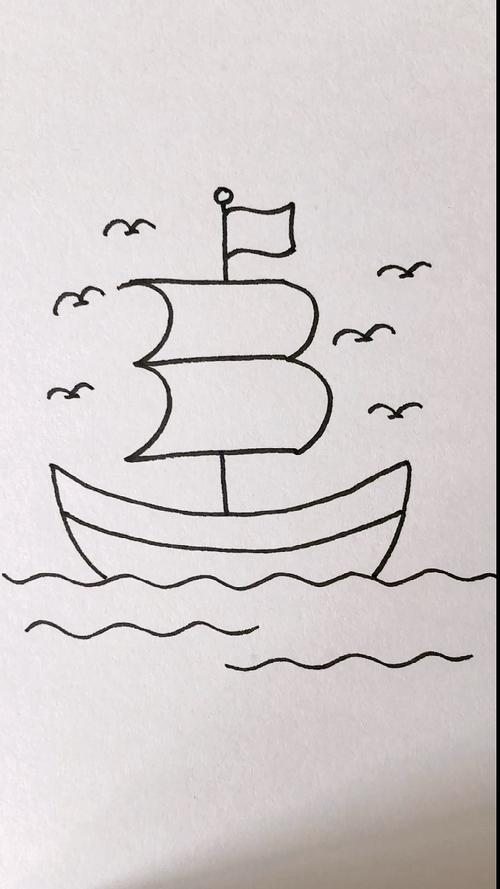 画画原来如此简单#帆船简笔画祝友友们一帆风顺,乘风破浪