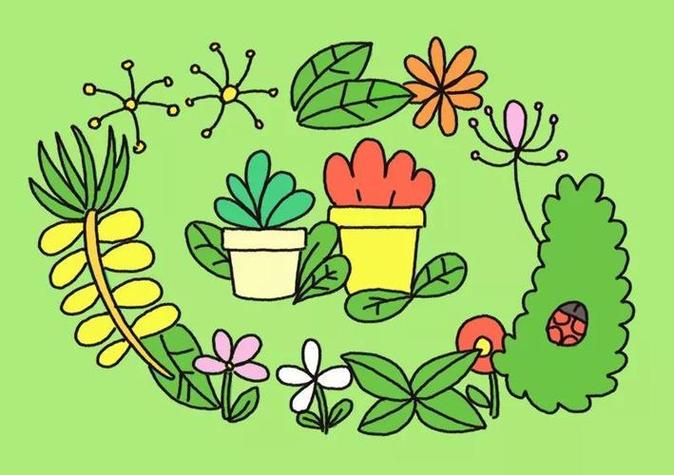 笔画彩色24款漂亮的盆栽小植物盆栽小植物简笔画植物花卉简笔画大全画