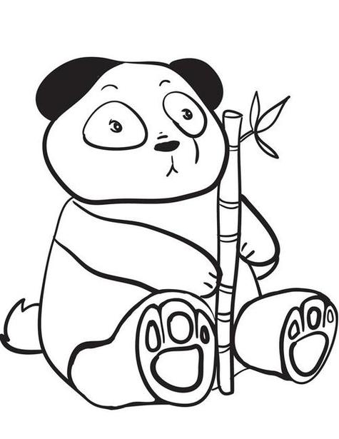 熊猫拿着竹子的简笔画幼儿