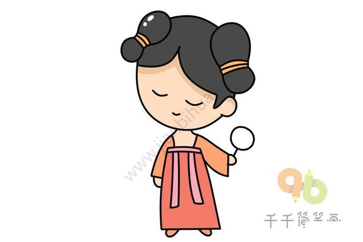 人物简笔画 古风装扮的小女孩简笔画图片中国古代服装犹如一幅长卷在