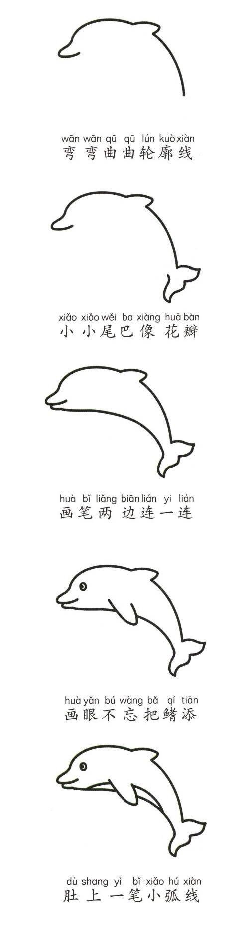 海豚的画法幼儿简笔画
