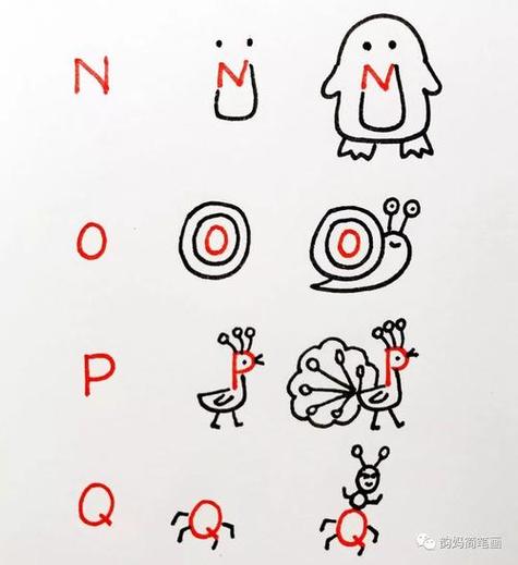 拼音字母卡通简笔画