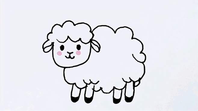 绘画简笔画可爱的小羊