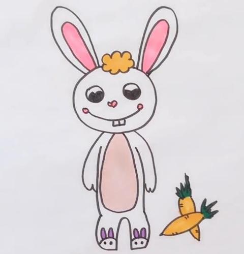 卡通兔子图片简笔画彩色