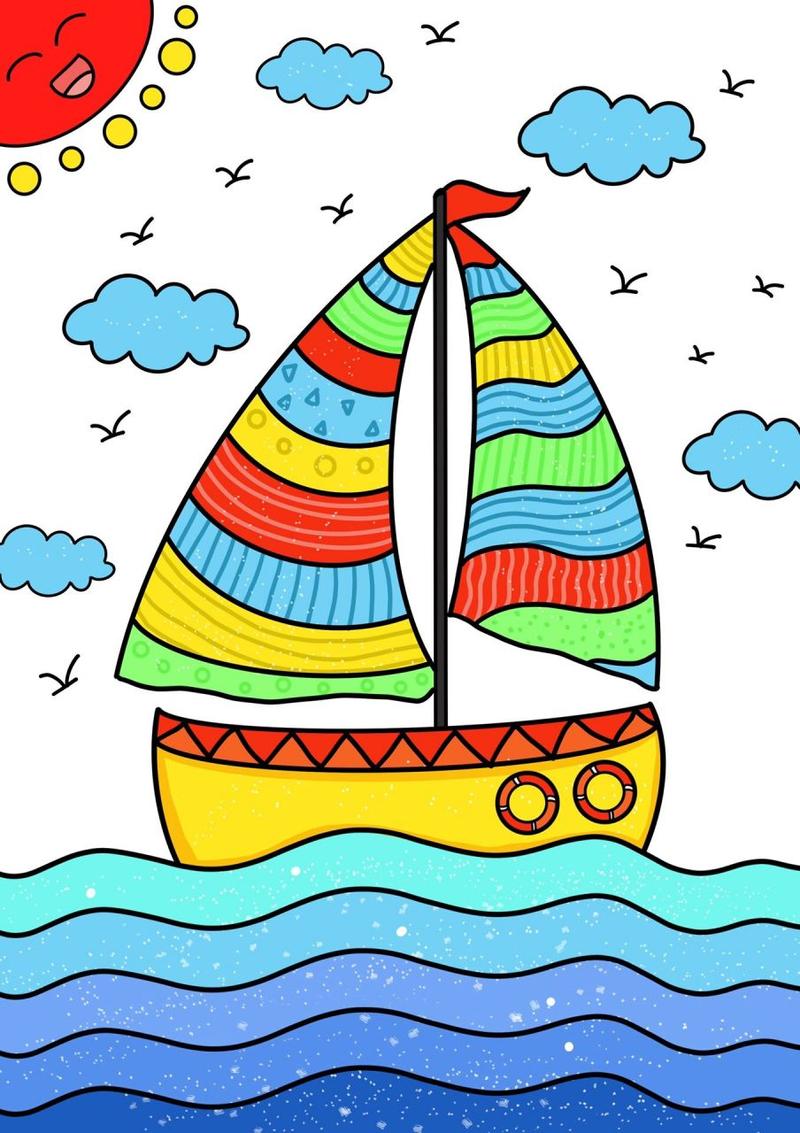 帆船简笔画 超简单的创意简笔画 扬帆起航创意美术