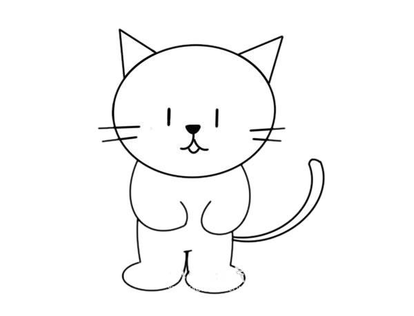 卡通猫咪简笔画步骤图解教程站起来的猫咪怎么画