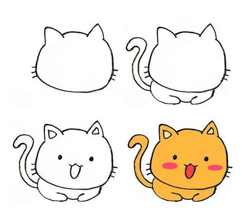 儿童简笔画,可爱的小猫画法步骤图片五 动物-第1张