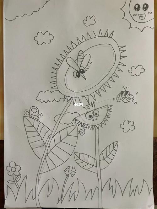 二年级美术:《吃虫草》素材:@怡宝宝二年级女儿仿照着画的,稍有一点点