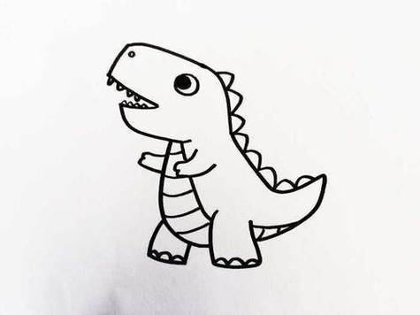 水彩迷跟着步骤来学画一只可爱的霸王龙简笔画 - 水彩迷恐龙简笔画
