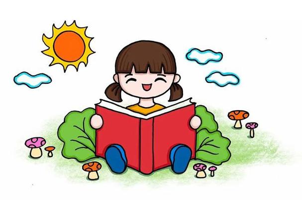 今天是世界读书日,我们画一幅读书主题的简笔画坐着看书的小女孩怎么