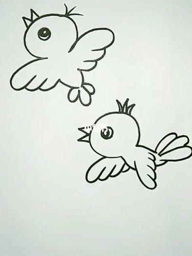 飞着的小鸟简笔画图片飞着的小鸟儿童绘画图集 小鸟简笔画飞行的小鸟