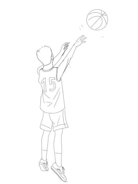 投篮90背影 打篮球的男生篮球投篮简笔画插画师运动篮球男孩