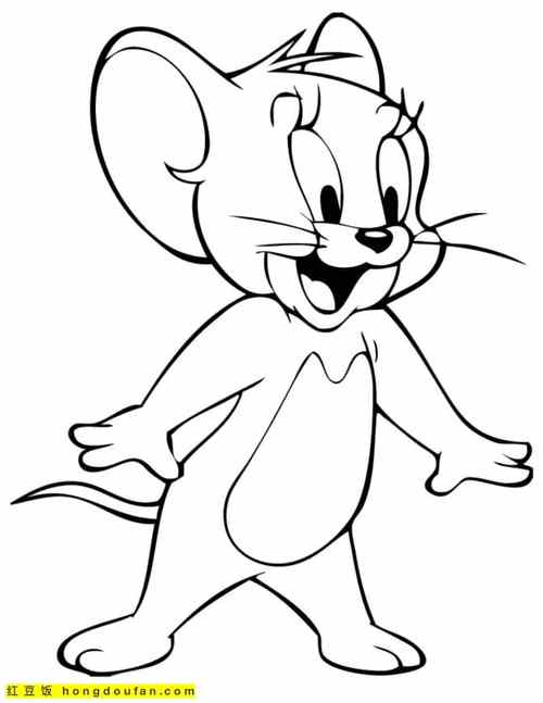 10张搞笑搞怪的《猫和老鼠》涂色卡通免费图片-红豆饭小学生简笔画