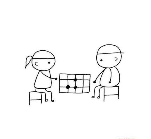 笔画视频玩跳棋简笔画手绘人物简笔画之画两个小孩下围棋简笔画跳棋卡