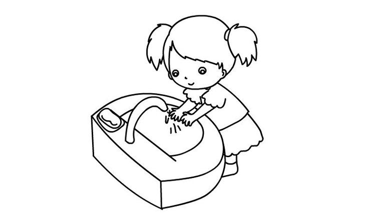 小女孩洗碗简笔画视频