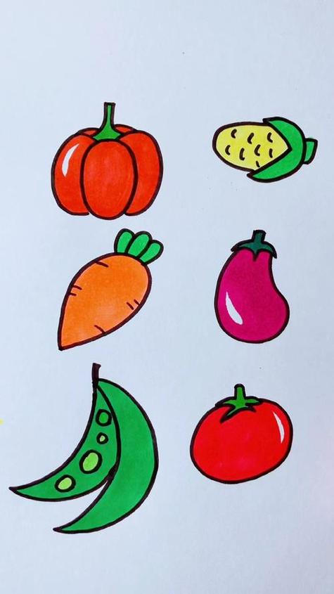 蔬菜简笔画图片幼儿蔬菜总动员简笔画蔬菜拟人简笔画带颜色蔬菜简笔画