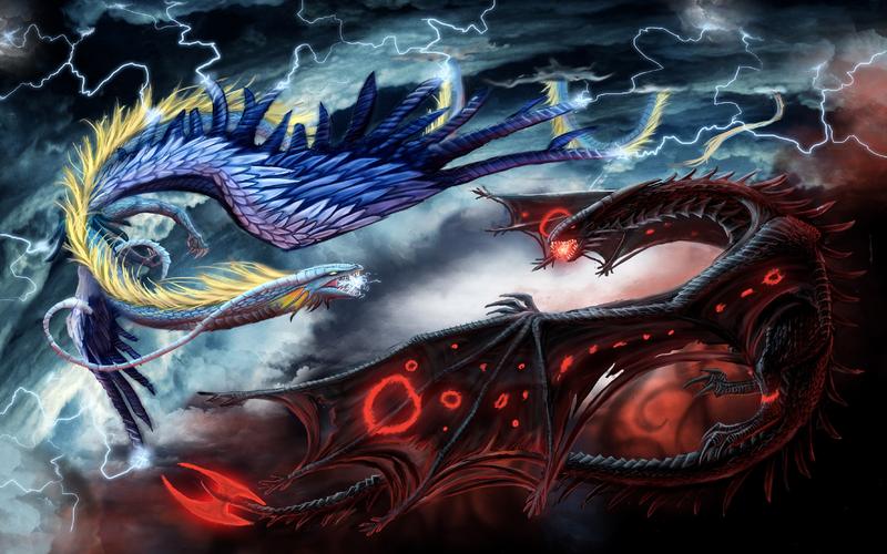 自然动物龙羽毛闪电云dragonfeatherslightningclouds壁纸图片