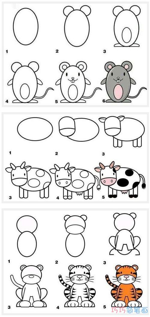 动物简笔画教程图片步骤简单易学