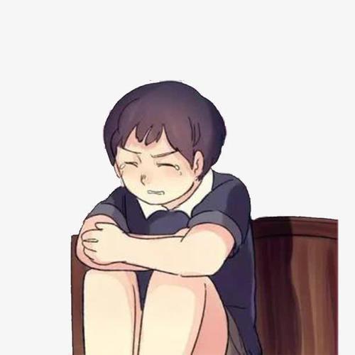 小男孩坐在地上哭的简笔画