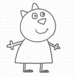 小猫坎迪怎么画 小猪佩奇的好朋友小猫坎迪简笔画教程