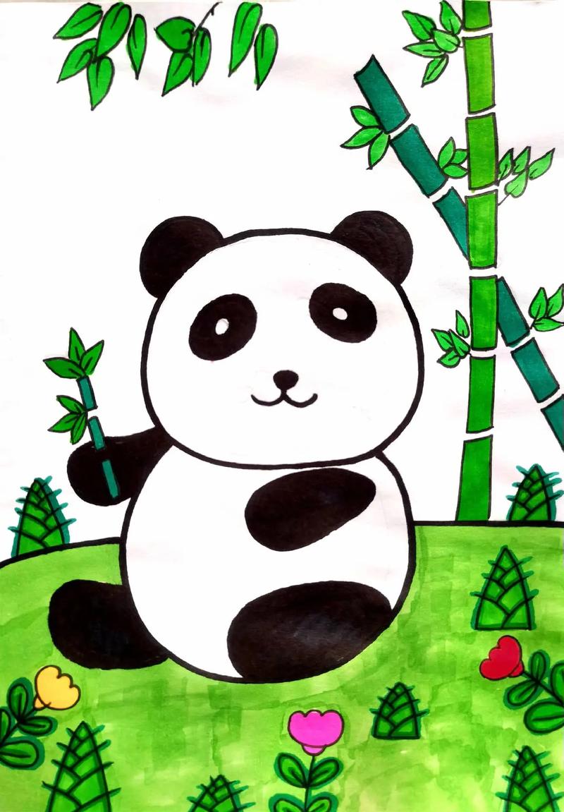 熊猫简笔画,简单几笔就能完成,一起试试吧 #熊猫 - 抖音