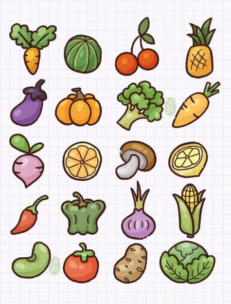 水果的简笔画和蔬菜的简笔画彩色