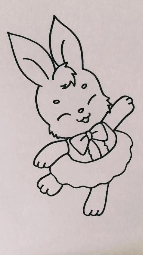 小兔子穿衣服简笔画图片