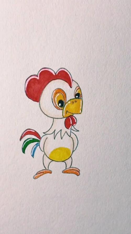 小公鸡简笔画带颜色简单
