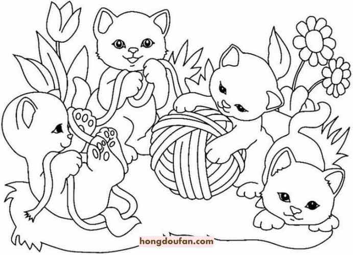 小马恐龙小狗小猫咪卡通涂色图片免费下载-红豆饭小学生简笔画大全