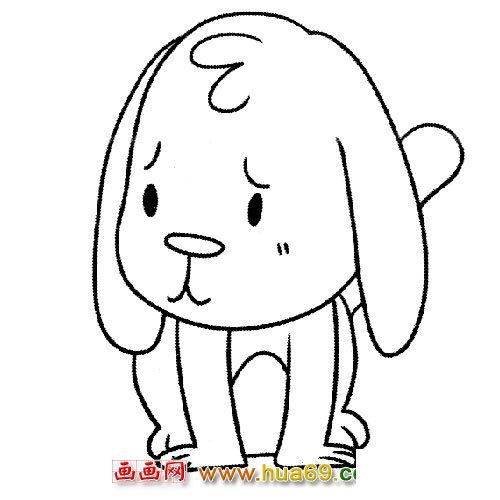 动物简笔画:伤心的小狗4