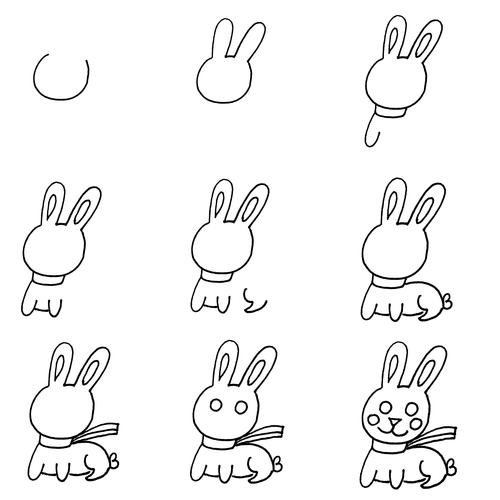 儿童学画画,幼儿简笔画学画小动物兔子的简单方法