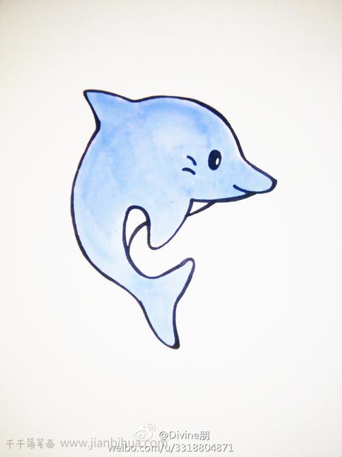 简笔画海豚涂色