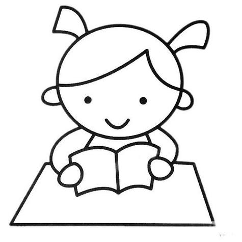 一个小孩在读书的简笔画图片