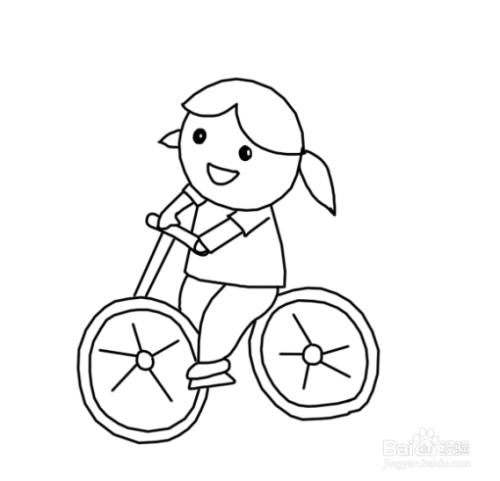 小朋友学骑自行车简笔画
