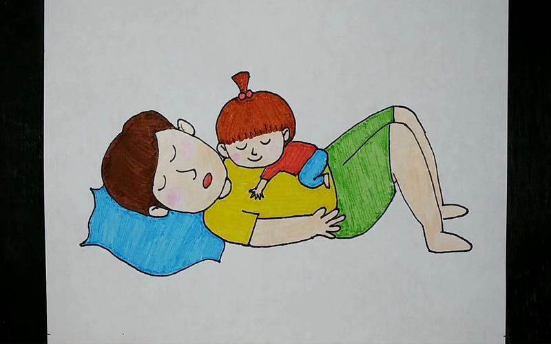 儿童简笔画 - 和爸爸过父亲节的小女孩 每天一幅简笔画94 零基础学