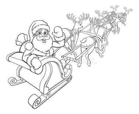 圣诞老人骑着驯鹿的简笔画