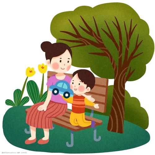漂亮的妈妈陪小孩逛公园