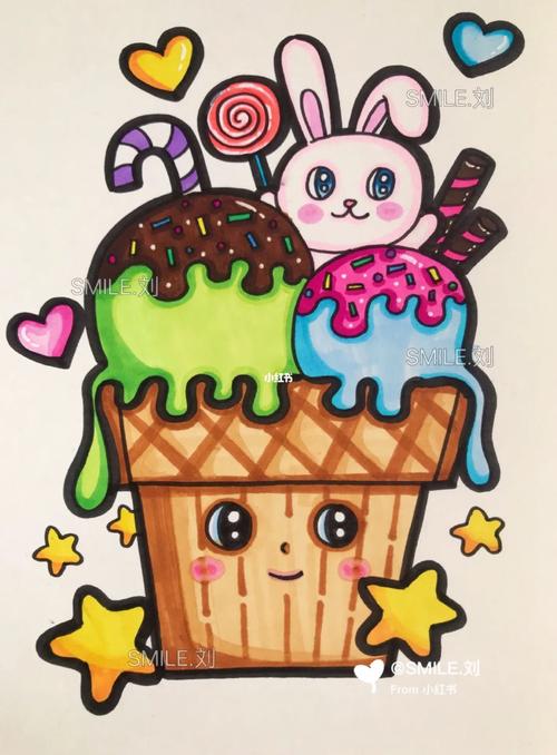 冰淇淋小兔子简笔画幼儿园简笔画儿童画