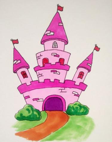 小学三年级美术城堡涂色简笔画