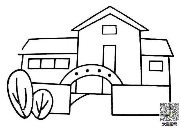 小院建筑简笔画图片-怎么快速画房子