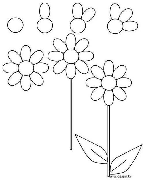 花朵简笔画素材儿童简笔画花儿朵朵开多种常见花的绘画教程花儿朵朵的