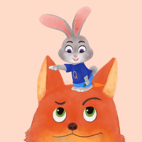 情侣头像小兔子和小狐狸