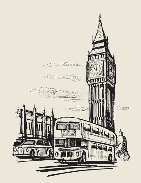 伦敦的著名景点简笔画英国伦敦著名建筑简笔画英国标志性建筑大本钟简