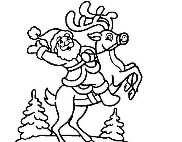 画圣诞老人骑鹿简笔画快跑的驯鹿彩色诞老人骑鹿简笔画圣诞老人简笔画